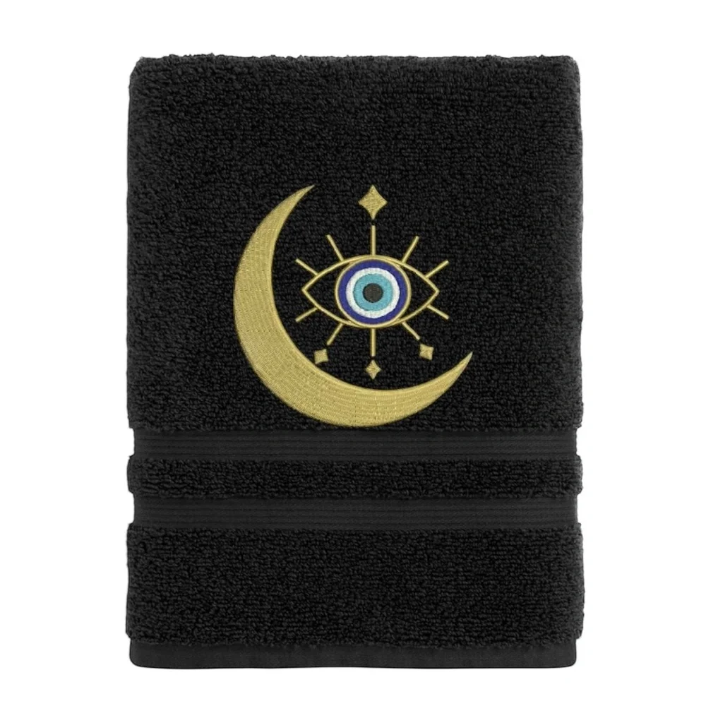 Hand Evil Eye Embroidered Hand towel Pick one New Made to order Black